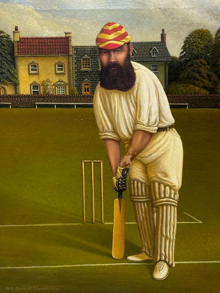 Victorian British Oil Painting Portrait Cricketer William Albert Grace 1848-1915 - Cheshire Antiques Consultant Ltd