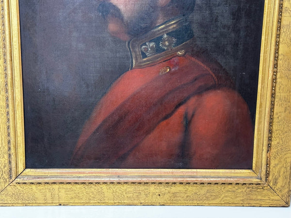 Victorian Military Oil Painting Portrait Red Coat Victorian Officer Rank Lieutenant Colonel - Cheshire Antiques Consultant Ltd