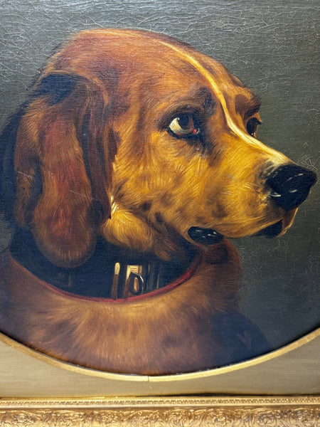 Victorian Oil Painting Landseer's Mastiff Bloodhound Prized Dog Odin - Cheshire Antiques Consultant Ltd