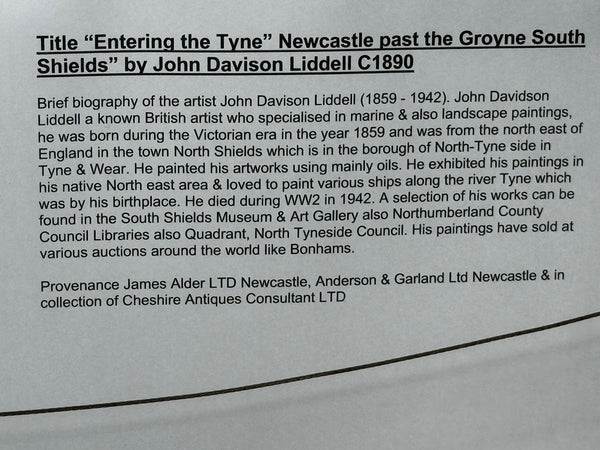 Victorian Oil Painting Schooner The Tyne By Groyne Herd Lighthouse By John Davison Liddell - Cheshire Antiques Consultant Ltd