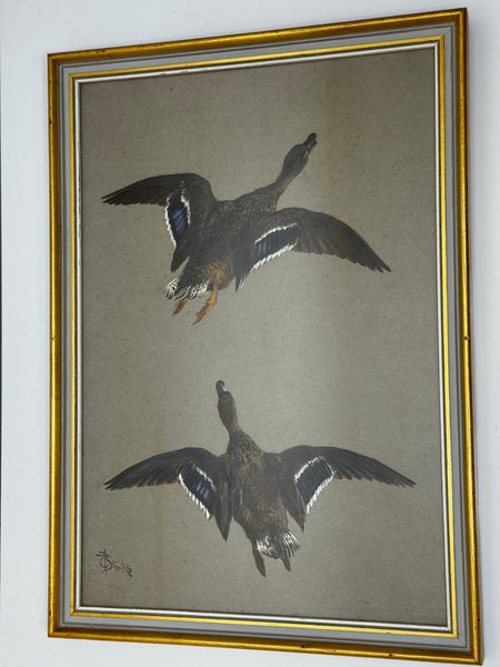 Victorian Painting Game Birds Two Ducks Flying Away By Thomas Blinks - Cheshire Antiques Consultant Ltd