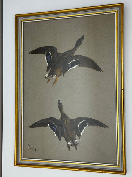 Victorian Painting Game Birds Two Ducks Flying Away By Thomas Blinks - Cheshire Antiques Consultant Ltd