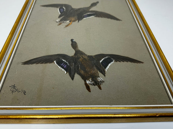 Victorian Painting Game Birds Two Ducks Flying Away By Thomas Blinks - Cheshire Antiques Consultant Ltd