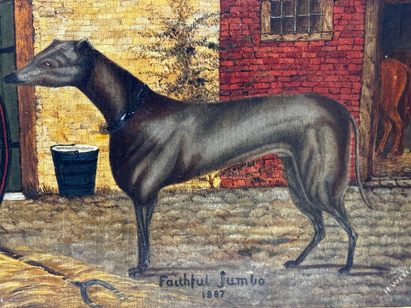 Victorian Sporting Portrait Oil Painting Prized Greyhound Racing Champion After Edwin Landseer - Cheshire Antiques Consultant Ltd