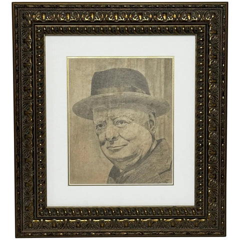 Wartime Portrait Drawing Prime Minister Leonard Winston Churchill C1941 - Cheshire Antiques Consultant Ltd