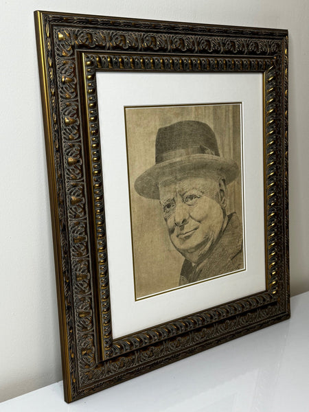 Wartime Portrait Drawing Prime Minister Leonard Winston Churchill C1941 - Cheshire Antiques Consultant Ltd