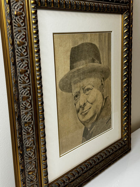 Wartime Portrait Drawing Prime Minister Leonard Winston Churchill C1941 - Cheshire Antiques Consultant Ltd