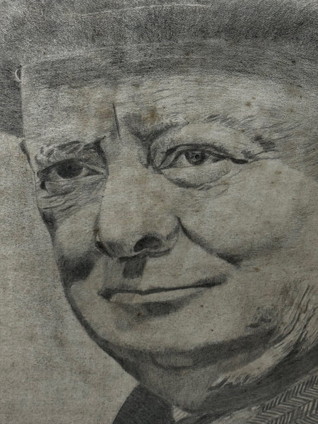 Wartime Portrait Drawing Prime Minister Leonard Winston Churchill C1941 - Cheshire Antiques Consultant Ltd