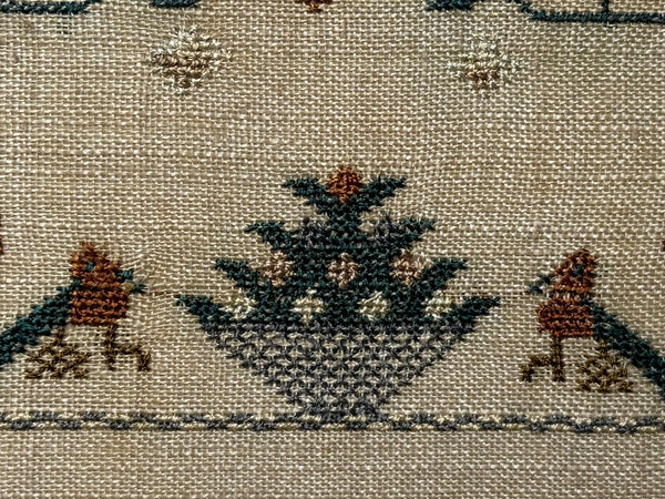 William IV Stag Looking At Bee Tapestry Sampler By Rachel 1831 Oswestry School - Cheshire Antiques Consultant Ltd