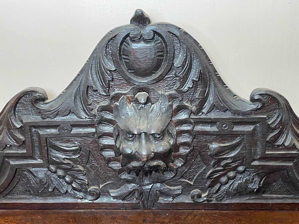 19th Century Carved Kings Black Forest Green Man Kings Oak Buffet Dumb Waiter - Cheshire Antiques Consultant