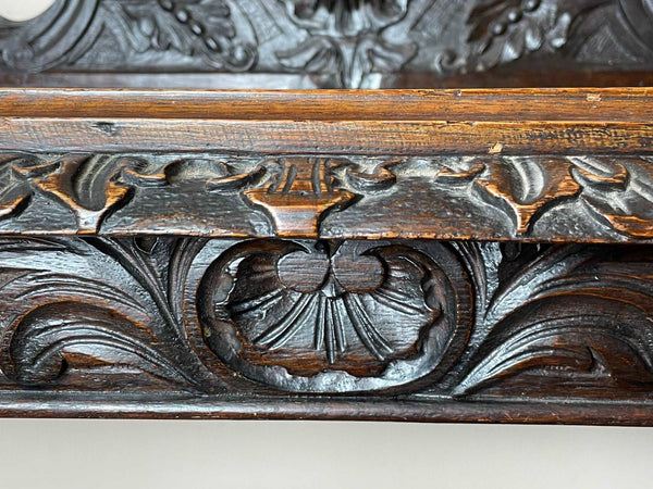 19th Century Carved Kings Black Forest Green Man Kings Oak Buffet Dumb Waiter - Cheshire Antiques Consultant