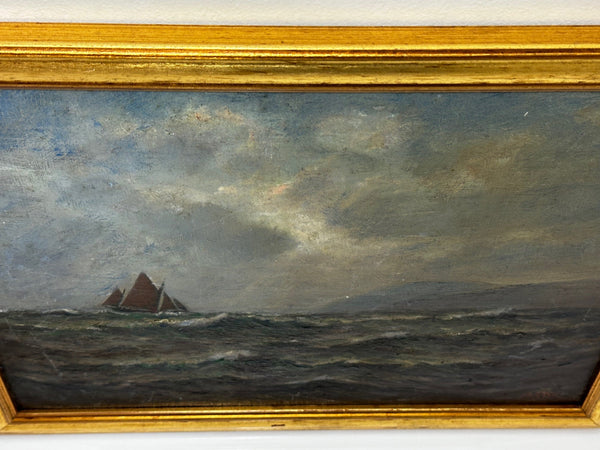 19th Century Marine Oil Painting Spring Breeze & Squally Garwick Bay Isle Of Man - Cheshire Antiques Consultant