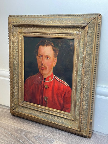 19th Century Military Oil Painting Portrait Army British Red Coat - Cheshire Antiques Consultant