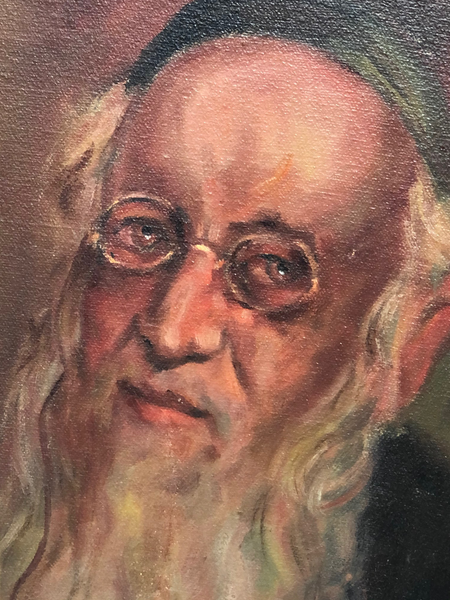 Fine Art Oil Painting Portrait "Unbekannter jüdischer israelischer Rabbi" signiert Anschul 