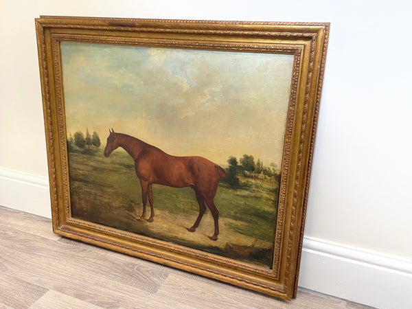 19th Century Oil Painting Bay Hunter Race Horse Partisan By James Barenger - Cheshire Antiques Consultant