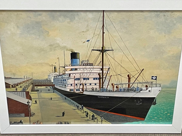 Trans-Pacific Steamship Sarpedon Docked Liverpool Landing Stage Ready To Sail