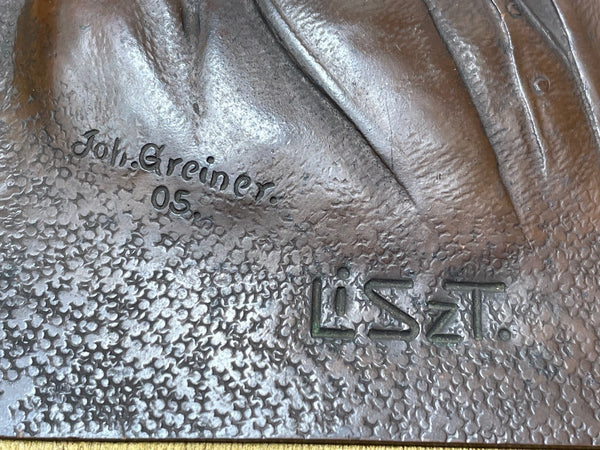 Antique Bronze Sculpture Franz Liszt "Music Pianist Composer Plaque Signed - Cheshire Antiques Consultant