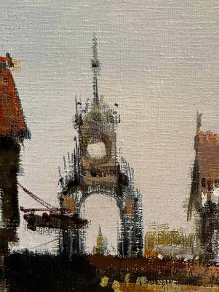 British Cityscape Oil Painting Historic Chester Eastgate Street Clock - Cheshire Antiques Consultant