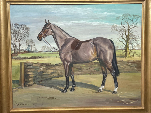 British Equine Oil Painting Horse "Lordswood" Portrait Standing Proud - Cheshire Antiques Consultant