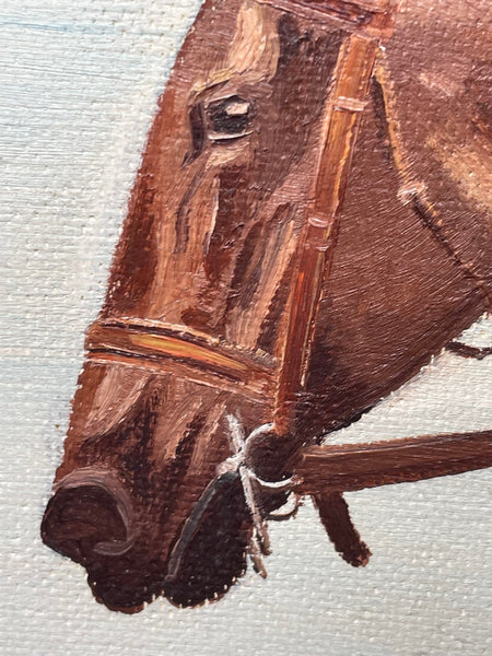 British Oil Painting Portrait Equine Show Jumping Champion Horse & Rider - Cheshire Antiques Consultant