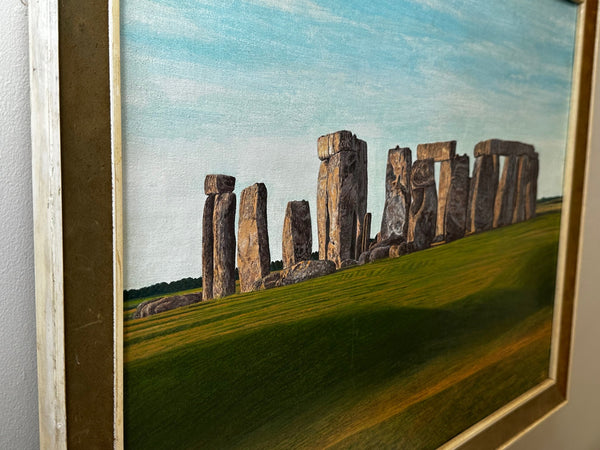 British Oil Painting Salisbury Plain Wiltshire Landscape Prehistoric Stonehenge - Cheshire Antiques Consultant