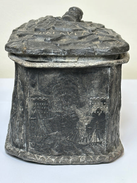 Early Victorian Small Lead Crimea War Tea Caddy - Cheshire Antiques Consultant