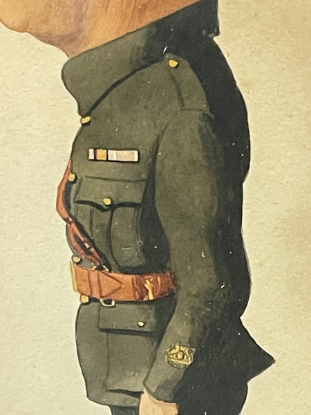 English School WW1 Military Portrait Sergeant Major Watercolour - Cheshire Antiques Consultant