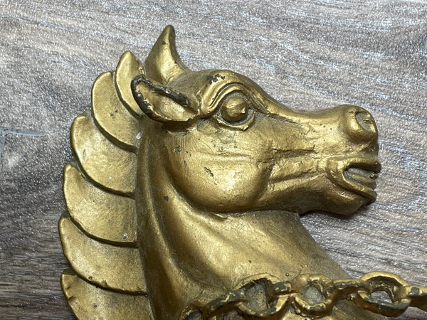 Equine Horses Gilt Bronze Plaque Coat Of Arms The Stables Since 1854 - Cheshire Antiques Consultant