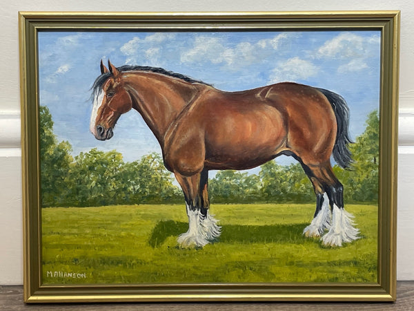 Equine Work of Art Oil Painting English Shire Cart Plough Horse - Cheshire Antiques Consultant