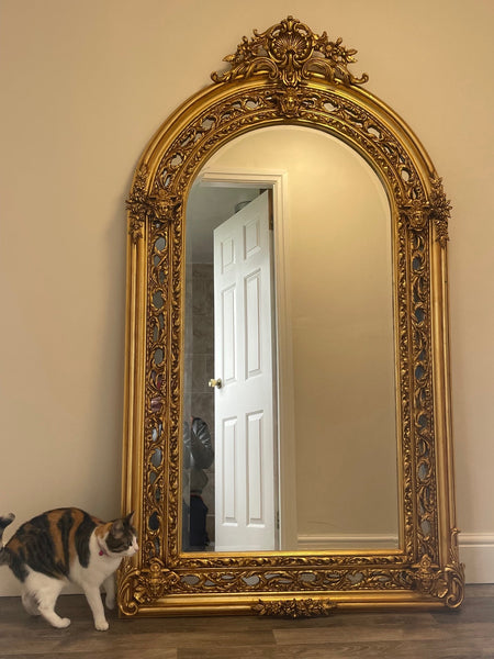 Huge French Sphinx Gilt Pier Glass Wall Floor Mirror - Cheshire Antiques Consultant