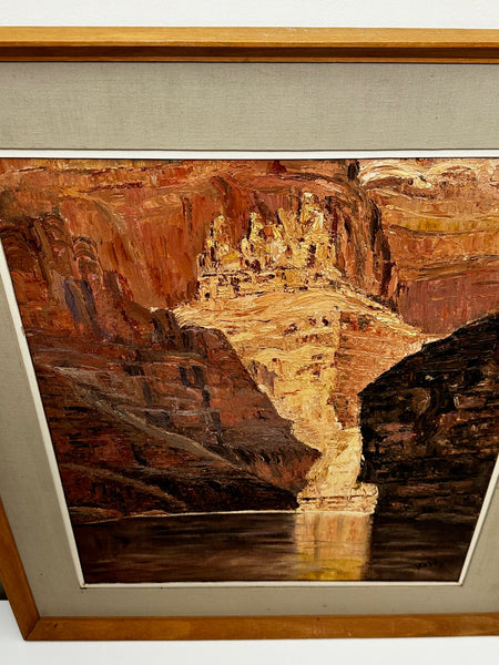 Impressionist Mid Century Oil Painting Landscape Grand Canyon - Cheshire Antiques Consultant