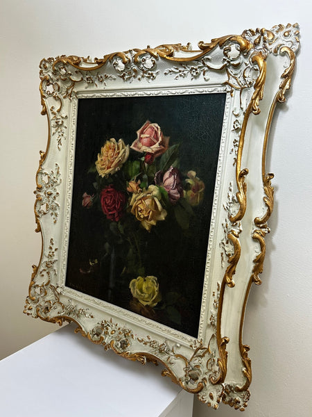 Impressionist Oil Painting Still Life Garden Roses By Ernest Higgins Rigg Staithes Group - Cheshire Antiques Consultant
