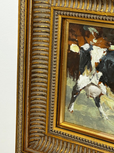 Impressionist Scottish Edwardian Animal Oil Painting Friesian Cow by George Smith - Cheshire Antiques Consultant