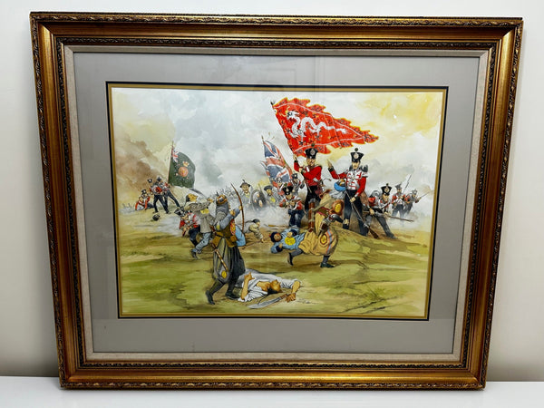 Large Painting Battle Chusan Opium Wars Red Coats 55th Westmorland Assaulting Guards Hill - Cheshire Antiques Consultant
