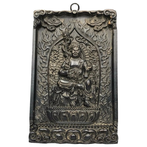 Late Qing 19th Century Chinese Temple God Carved Plaque Sculpture - Cheshire Antiques Consultant