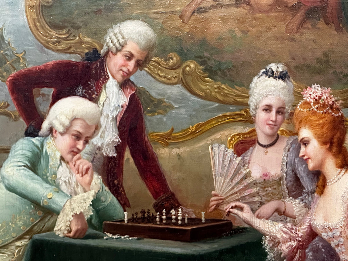 Courtly Chess Drama — A Strategy Masterpiece in Oil A Chess Problem in