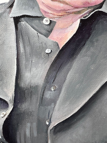 Oil Painting Famous Musician Johnny Cash Portrait By David Walker - Cheshire Antiques Consultant