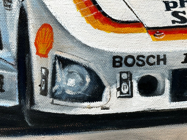 Oil Painting Racing Car Portrait White Kremer K3 Winner Le Mans 1979 Ronald Wong - Cheshire Antiques Consultant