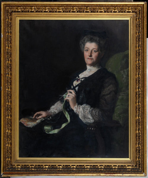 Großes präraffaelitisches Ölgemälde Portrait sitzende Dame von John Collier OBE 