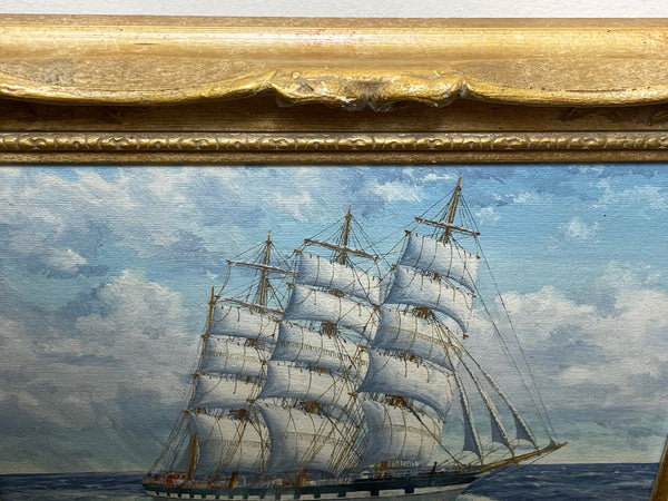 Scottish Marine Sailing Barque Ship Ross Shire Sailing by Clyde Estuary - Cheshire Antiques Consultant