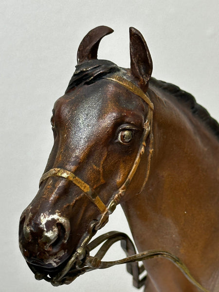 Victorian Austrian Bronze Sculpture Bay Hunter Horse By Franz Bergman - Cheshire Antiques Consultant