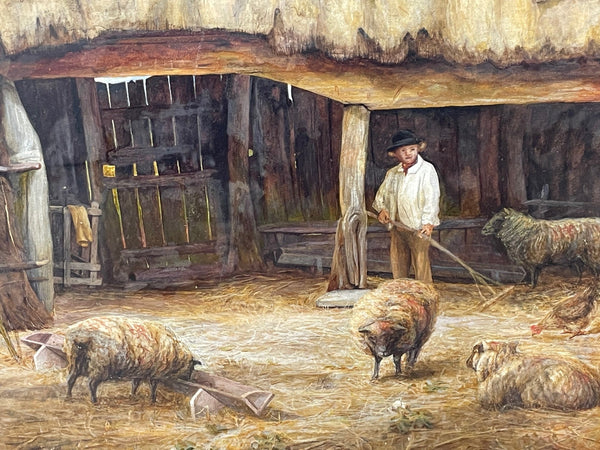Watercolour "Tending The Sheep" By Bertha Rhodes RA RCA Exh 1905 -1912 - Cheshire Antiques Consultant